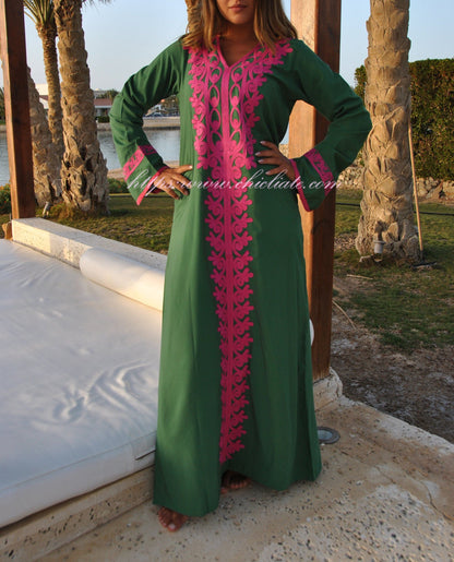 Green Bohemian Maxi kaftan dress