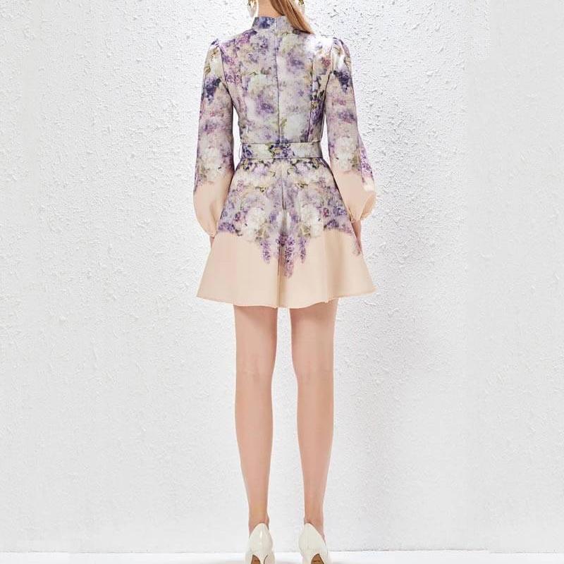 Garden Flower Long Sleeve Mini Dress