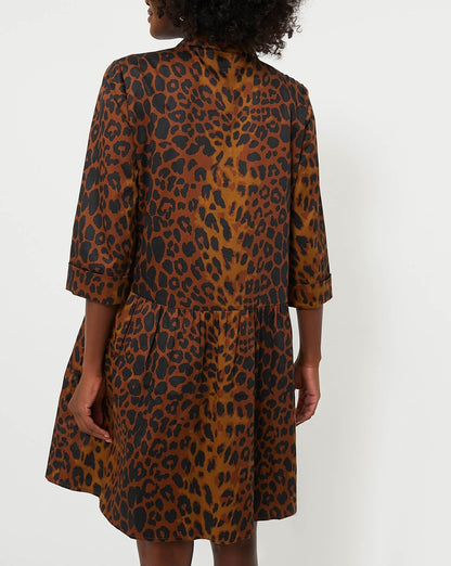 Leopard Shirt Midi Dress