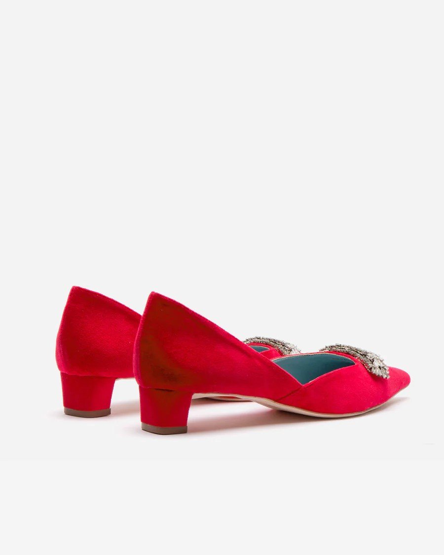 Chic Block Heel Red Velvet shoes