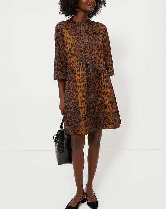 Leopard Shirt Midi Dress