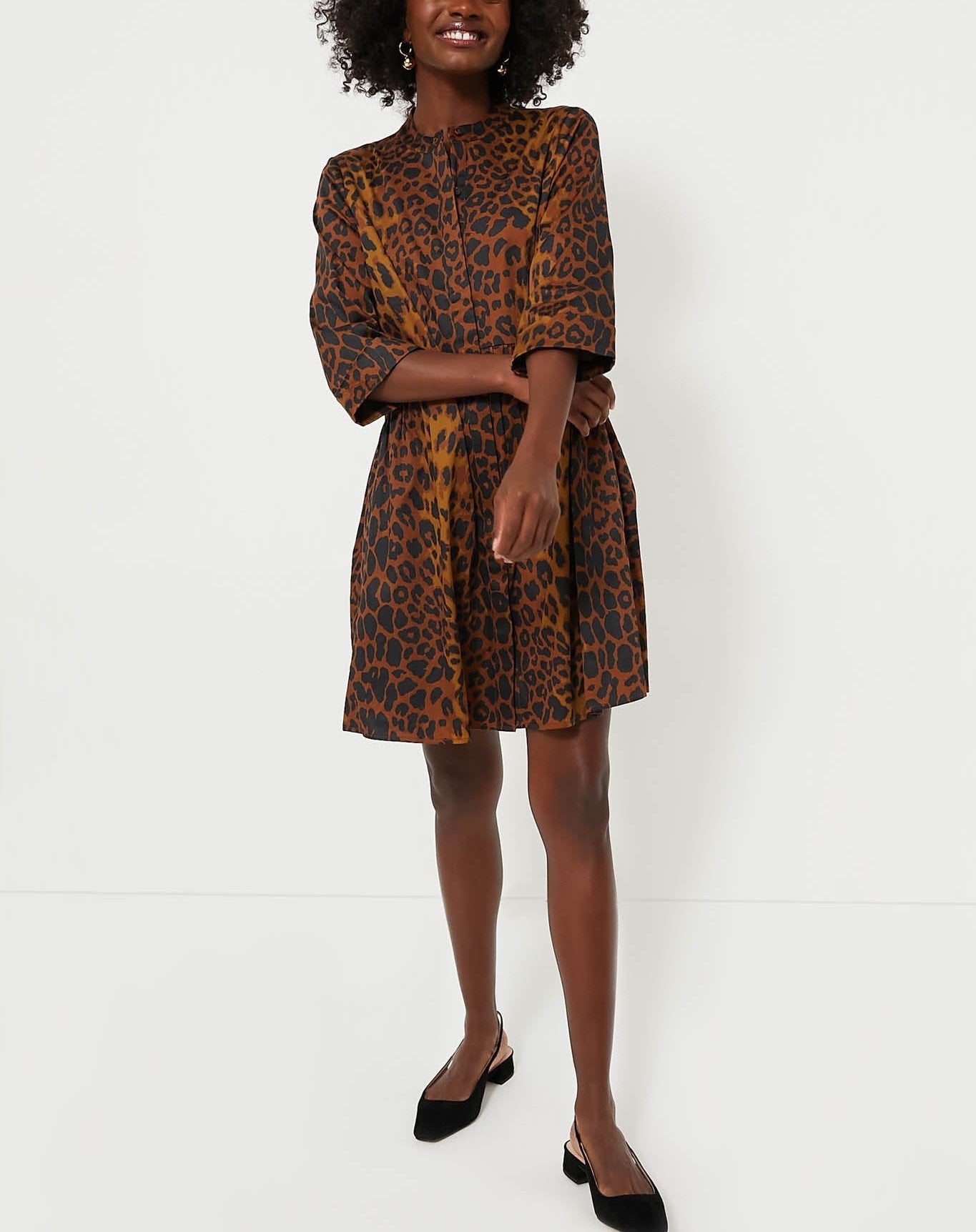 Leopard Shirt Midi Dress