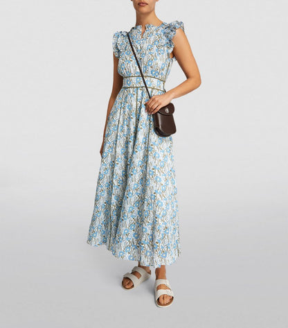 Garden Print Cotton Maxi Dress