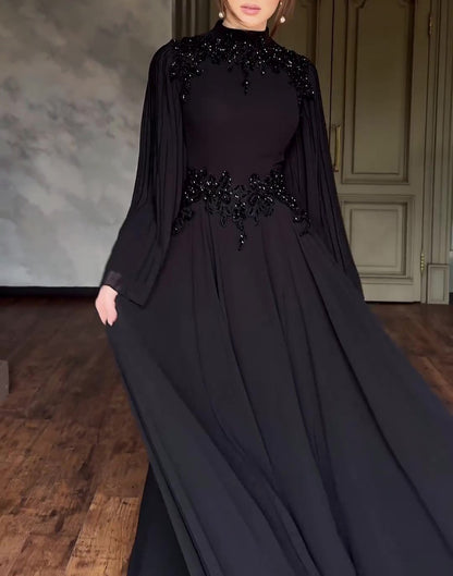 Odelette Black Long Sleeve Maxi Dress