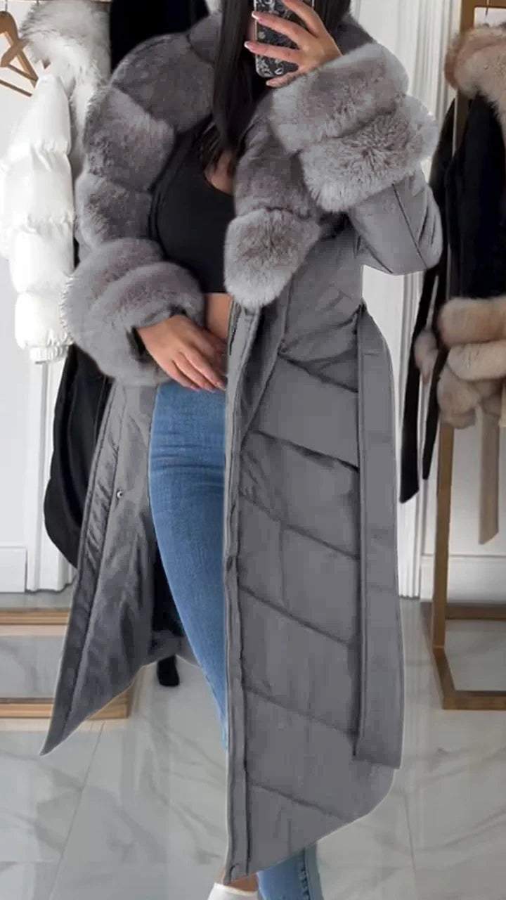 Women's Furry Long Cotton Coat