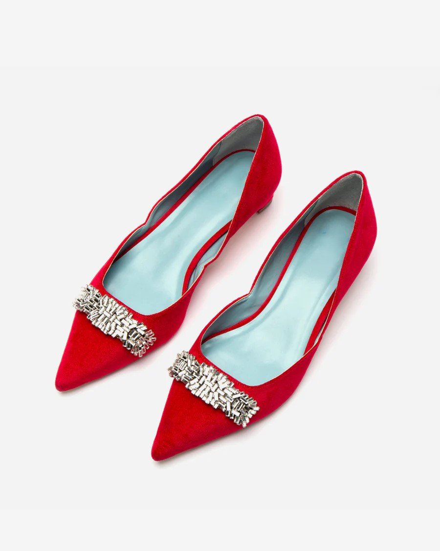 Chic Block Heel Red Velvet shoes