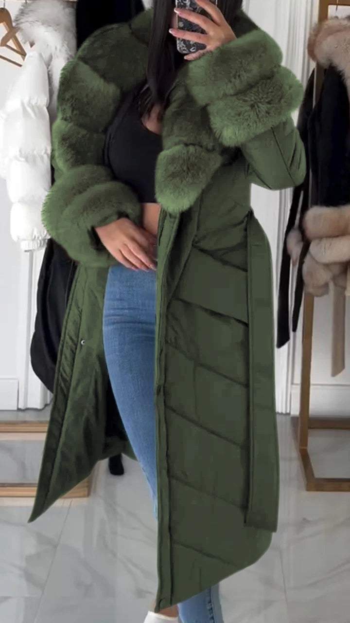 Women's Furry Long Cotton Coat