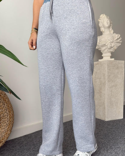 Pique Denim Ruffle Tracksuit Set