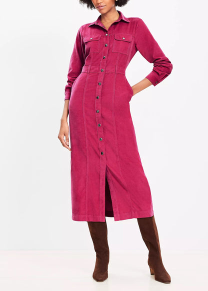 Trendy Corduroy Pocket Midi Dress