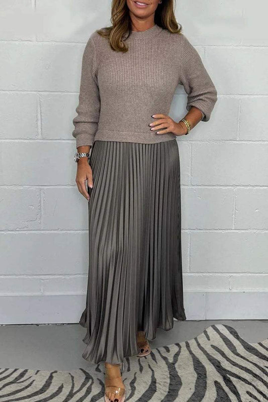 Long Sleeve Jumper + Pleated Bottom Dress