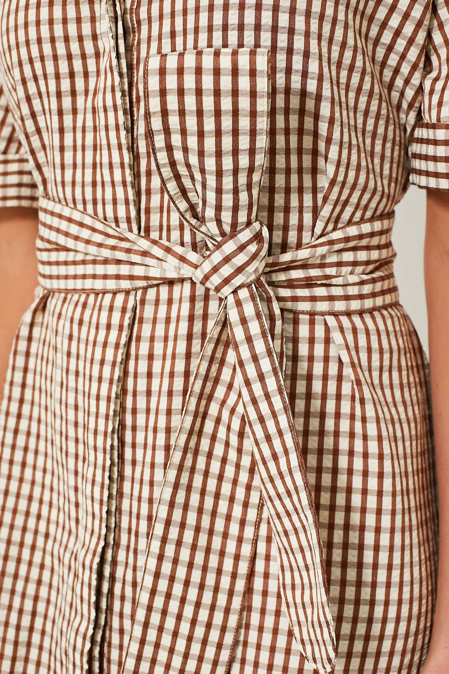 Vertical Striped Shirt Skirt Midi Dress