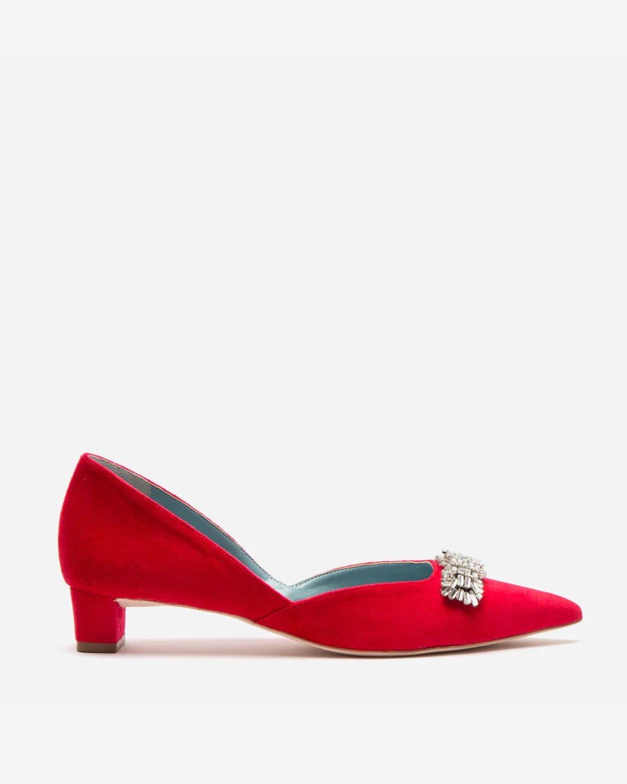 Chic Block Heel Red Velvet shoes