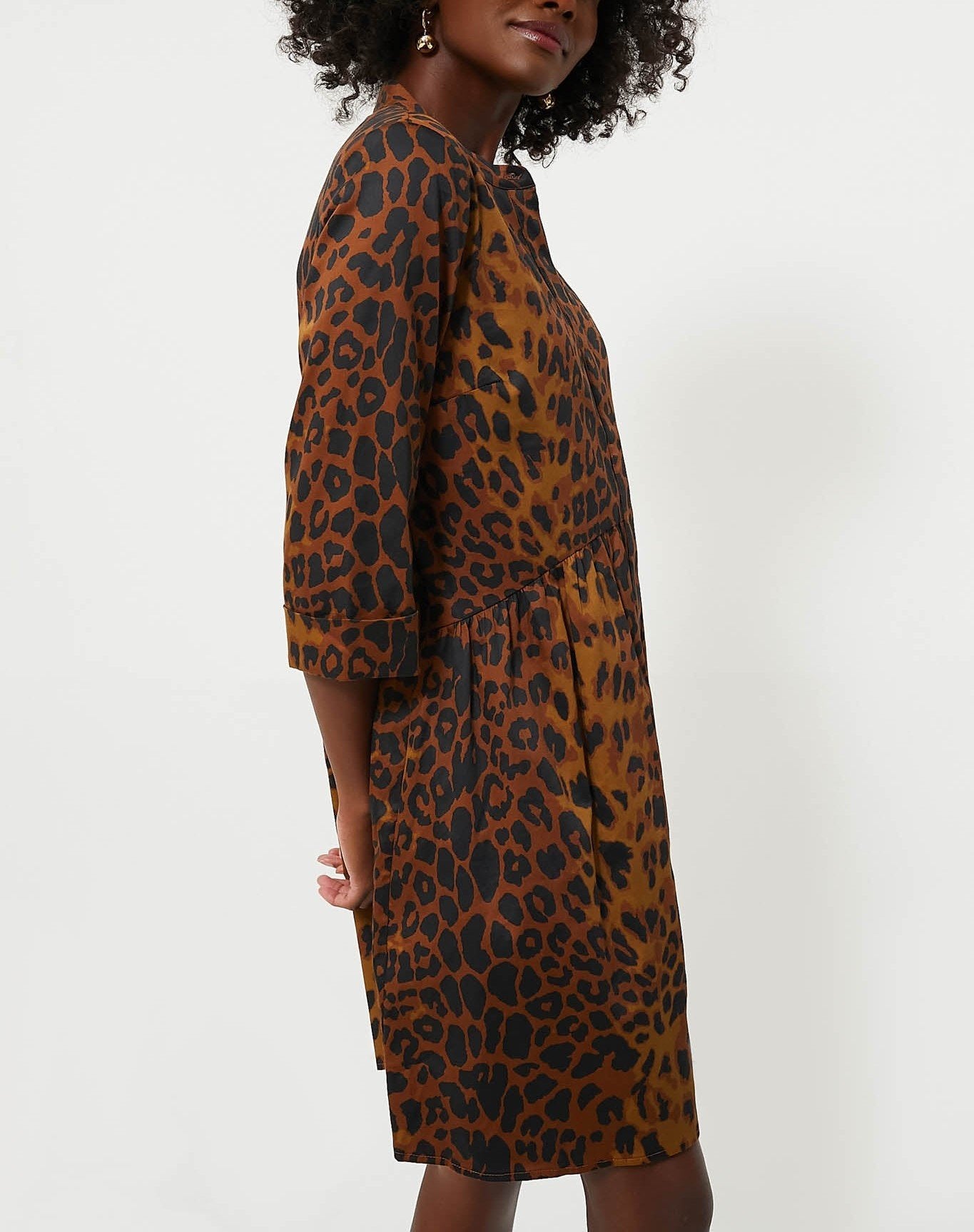 Leopard Shirt Midi Dress