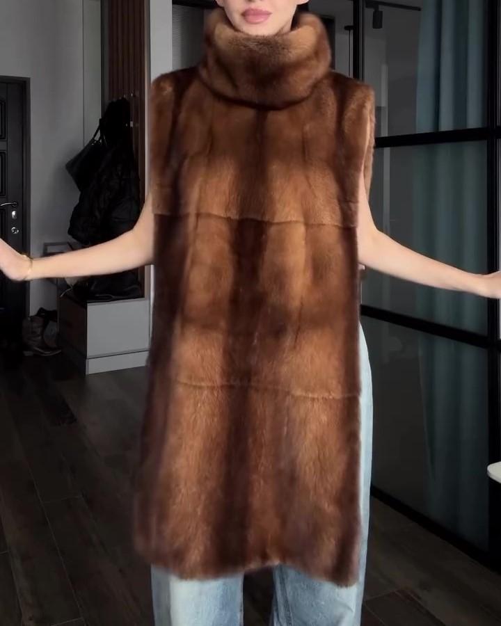 Fur High Neck Vest