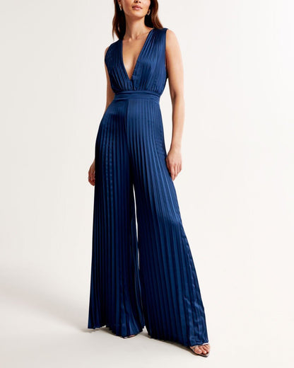 Women's Slim Pleated Jumpsuit