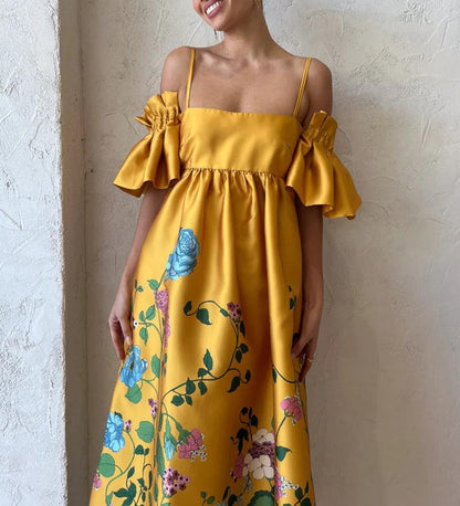 Strapless Off-shoulder Midi Dress