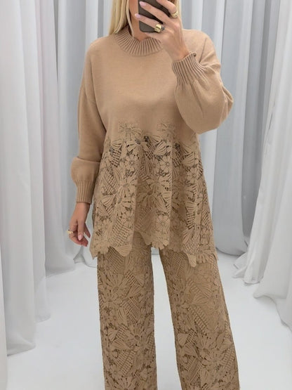 Embroidered Knitted Two-piece Sweater Set