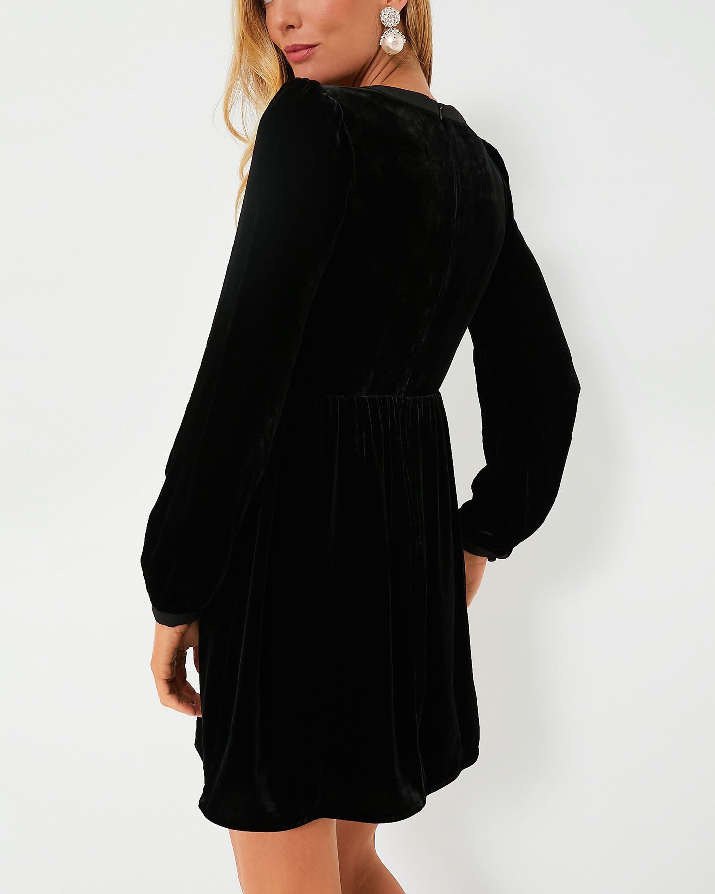 Blouson Sleeve Bows Velvet Dress