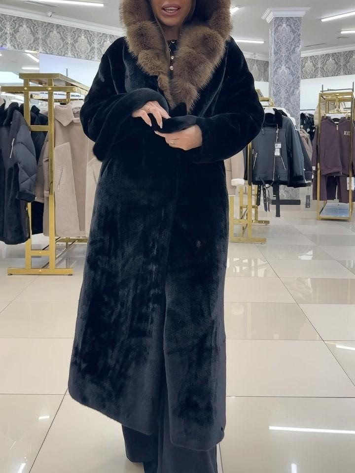 Black Wool Belted Long Coat