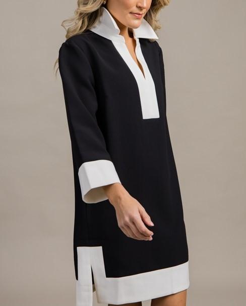 Chic Black And White Colorblock Dress