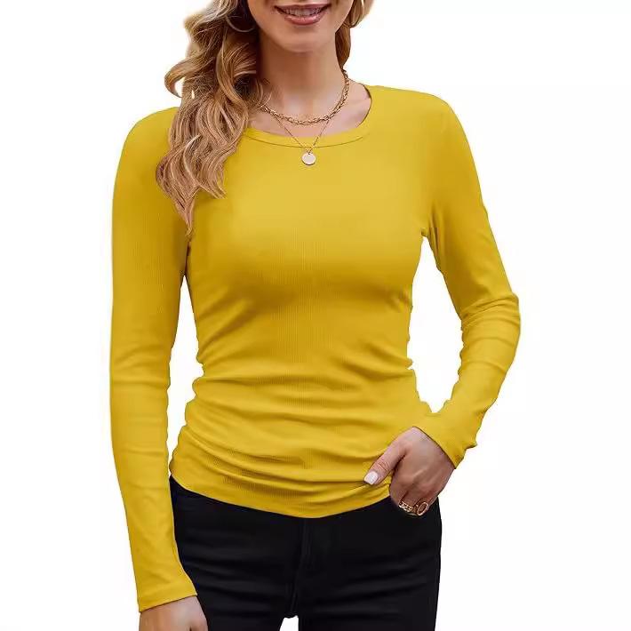 Ribbed Long Sleeve Crewneck Knit Tops