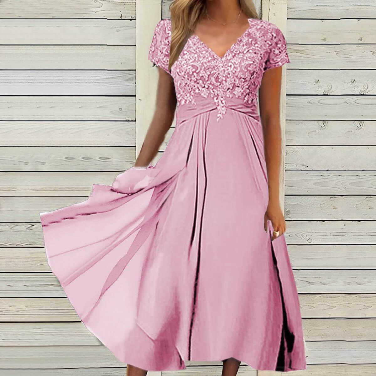 Lace Chiffon Midi Dress