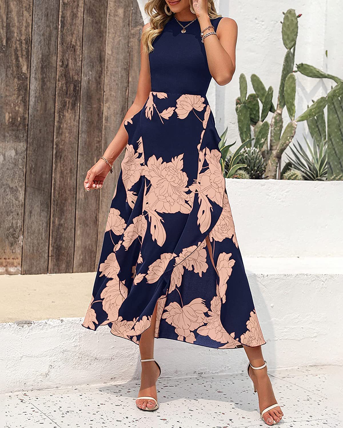 Elegant Floral Split Dress