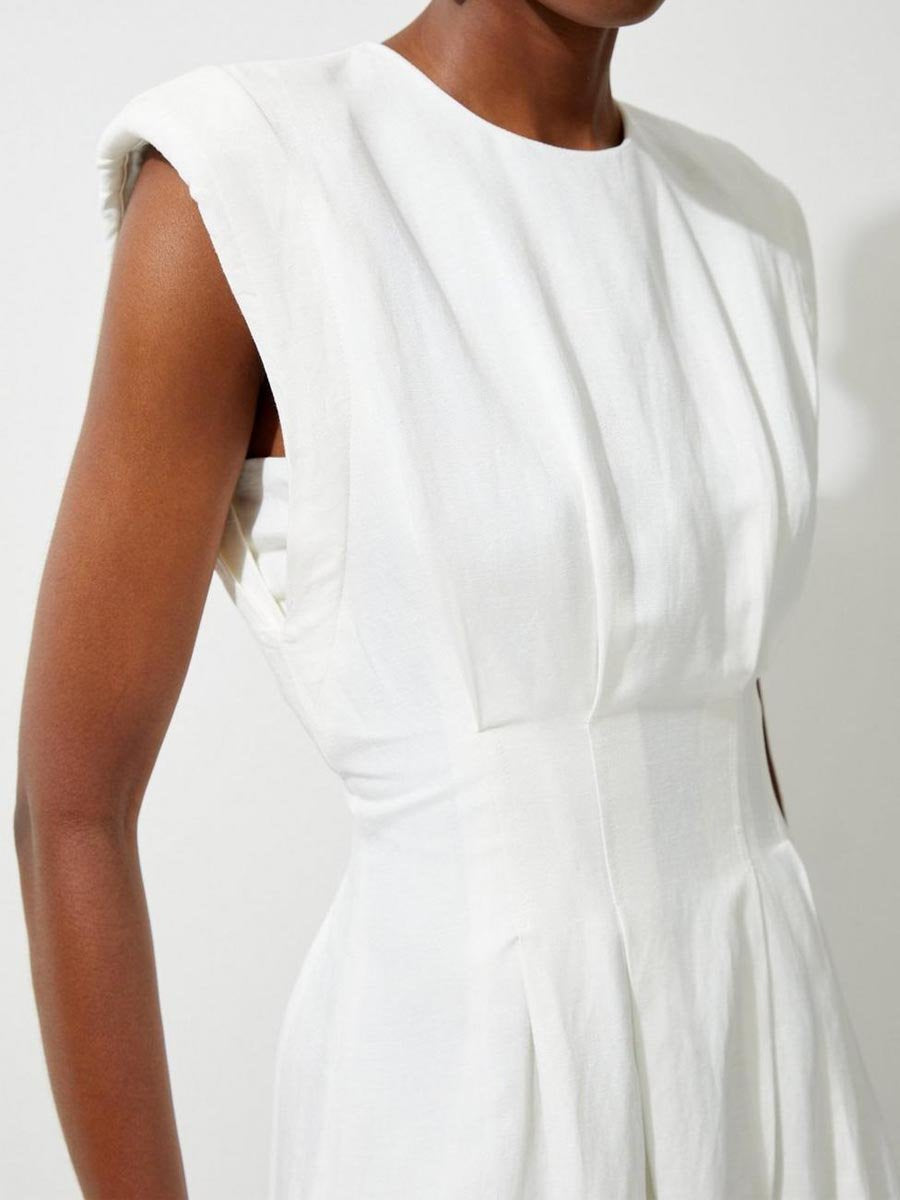 White Linen Midi Dress