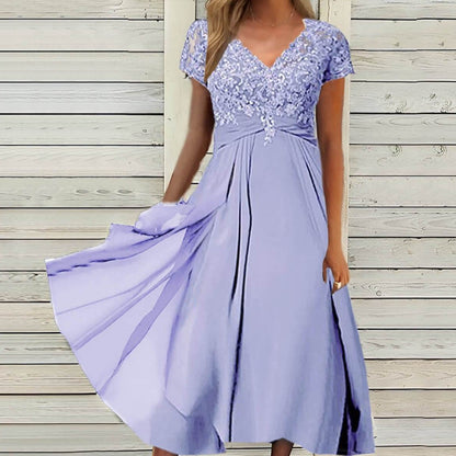 Lace Chiffon Midi Dress