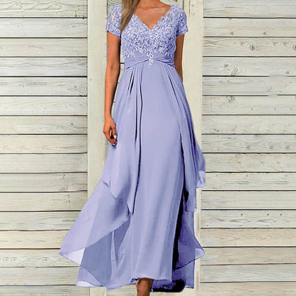 Lace Chiffon Midi Dress