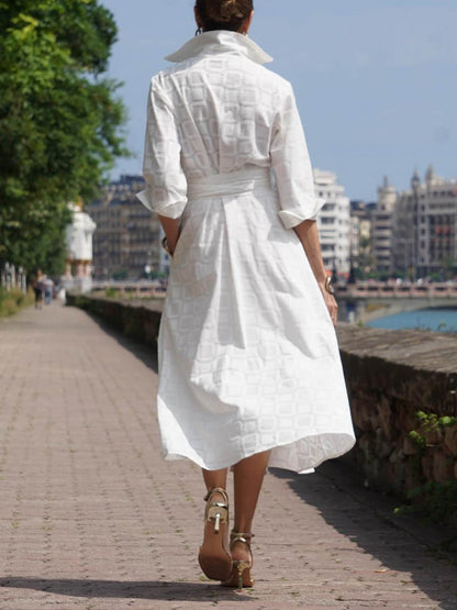 Printed Lace Up Shirtdress