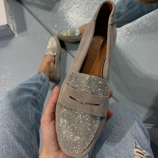 Sequined Khaki Espadrilles