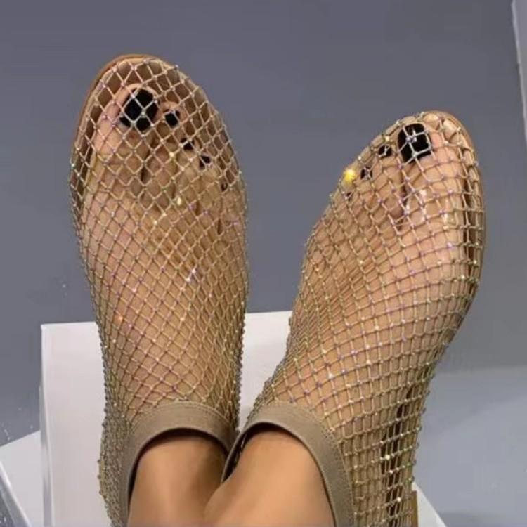 Hollow diamond-encrusted summer sexy large size flats