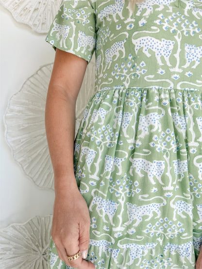 Printed Short Sleeve Maxi Dress