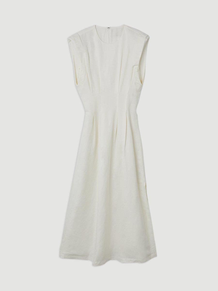 White Linen Midi Dress