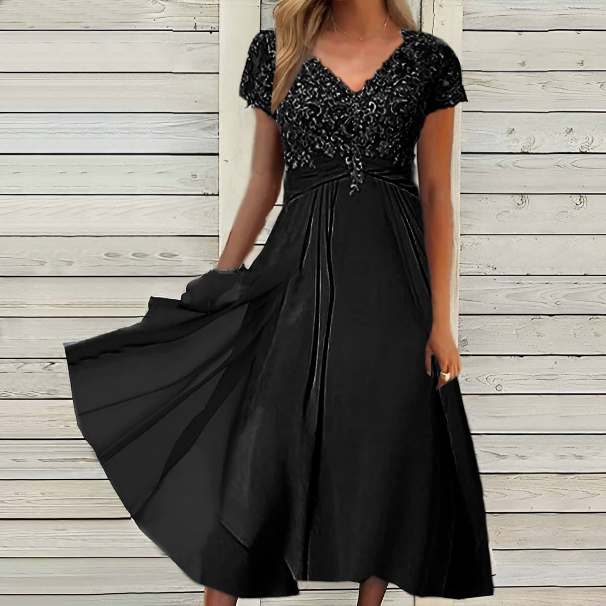 Lace Chiffon Midi Dress