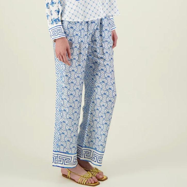 Unique dragon print loose shirt and elastic waist pants set