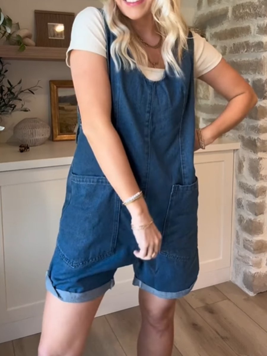 Casual Short Denim Romper