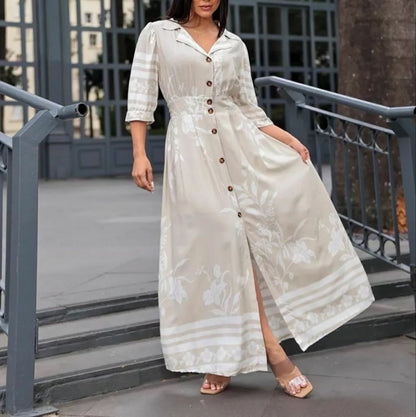 Orange Waist Button Long Dress