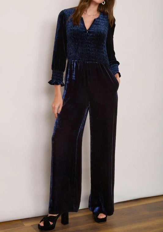 Midnight Blue Velvet Jumpsuit