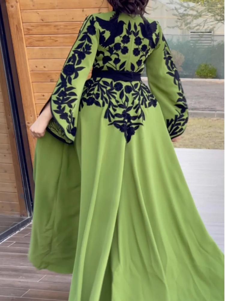 Long Sleeve Printed Elegant Dress