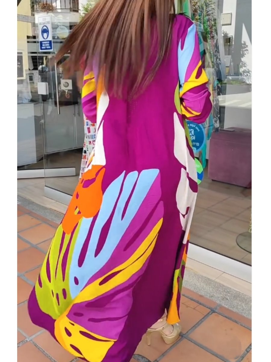 Colorful Leave Printed Lazy Dress