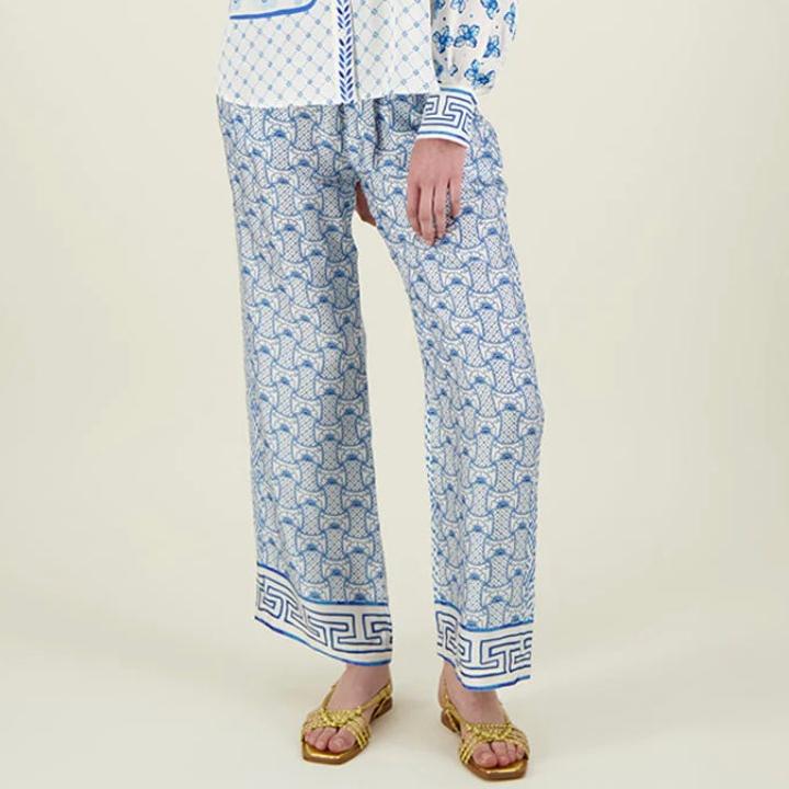 Unique dragon print loose shirt and elastic waist pants set