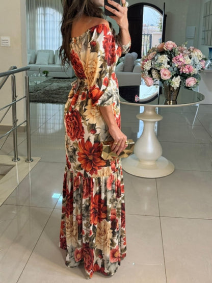 Fall Floral Long Sleeve Maxi Dress