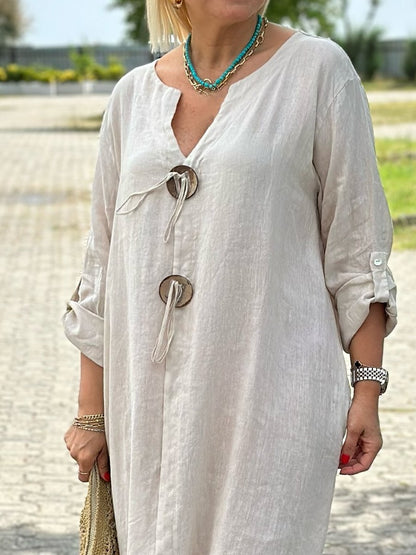 Casual Loose Linen Midi Dress