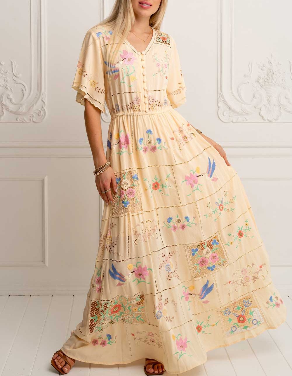 Embroidered Elegant Summer Dress