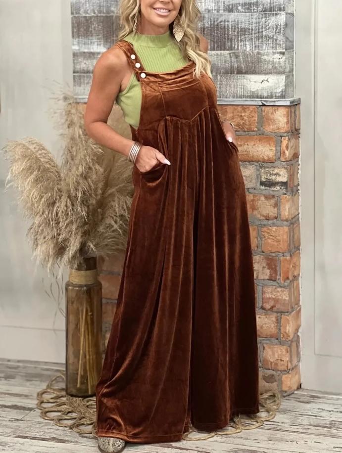 Velvet Casual Wide Leg Jumpsuit