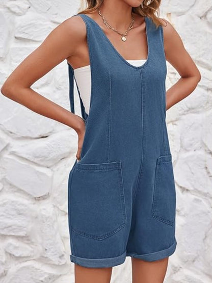 Casual Short Denim Romper