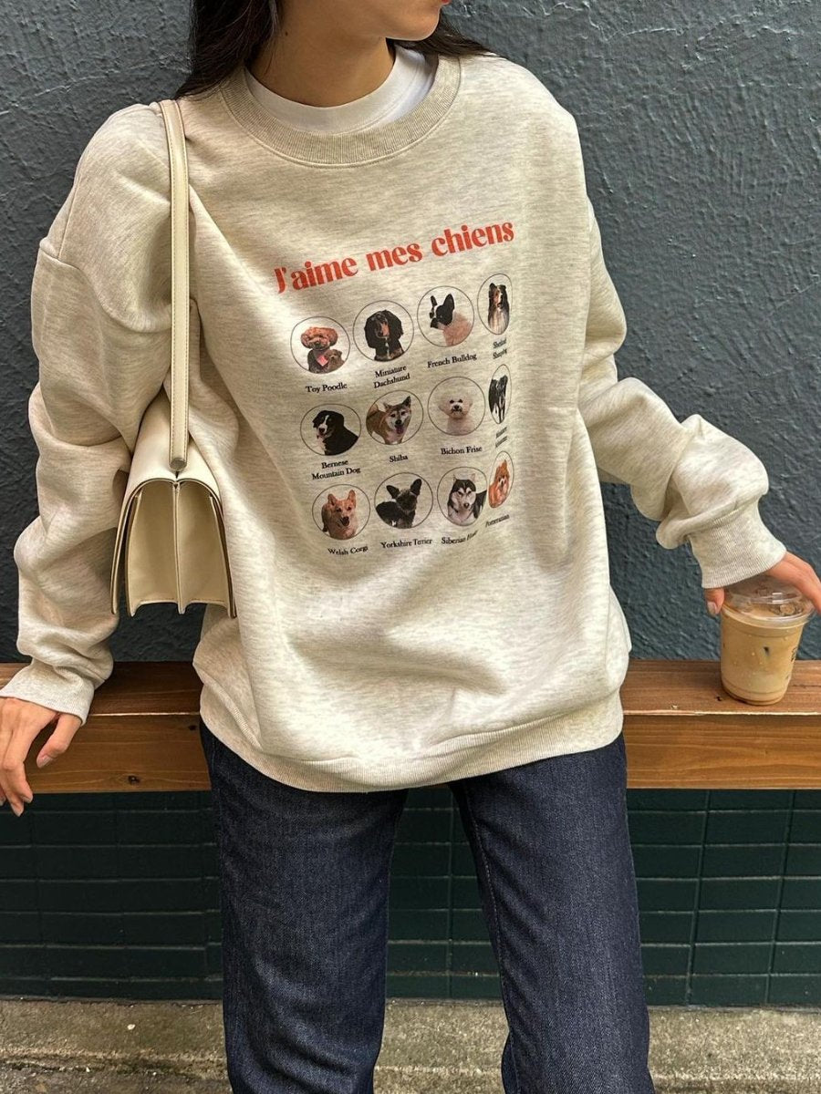 Puppies Printed Loose Hoodie