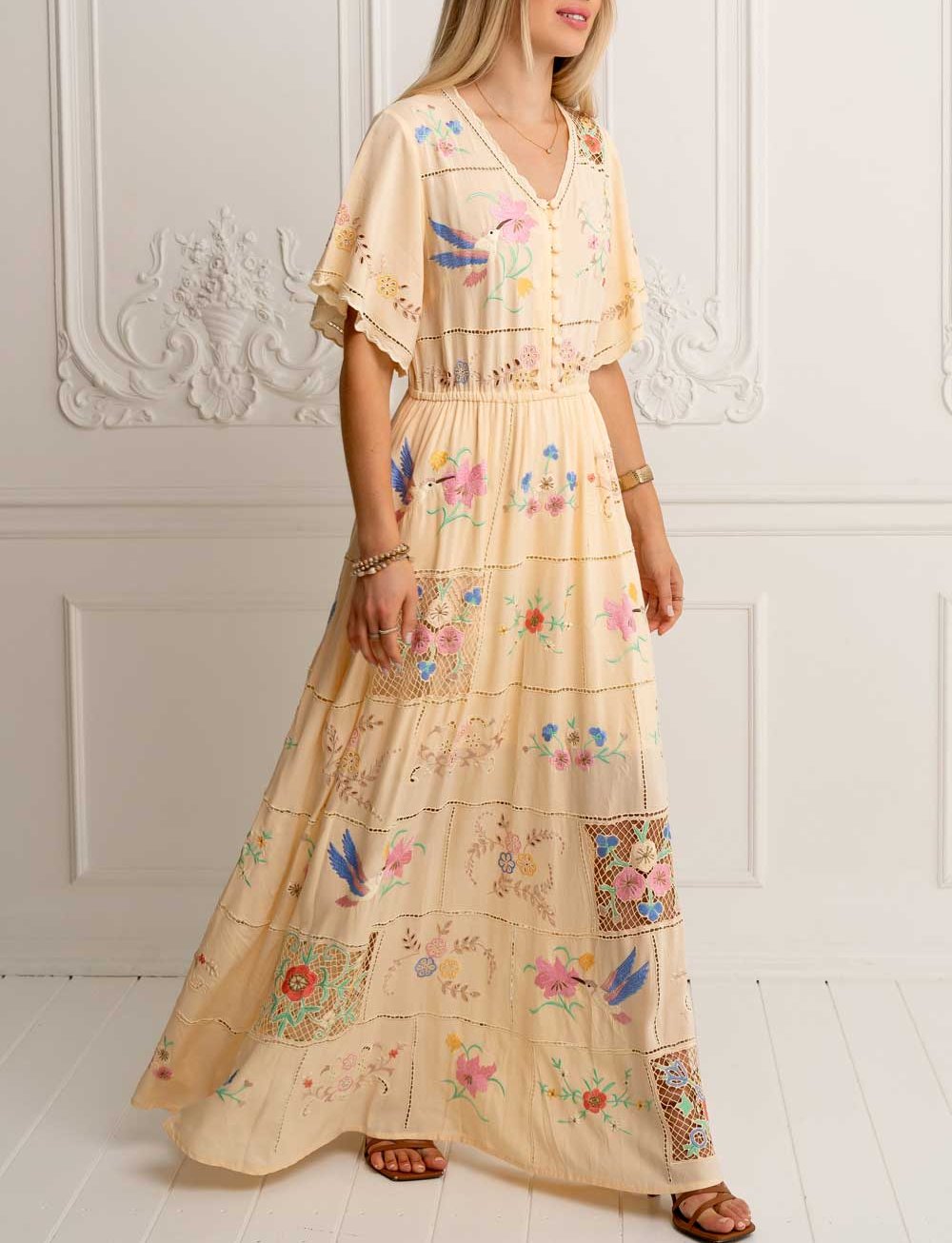 Embroidered Elegant Summer Dress